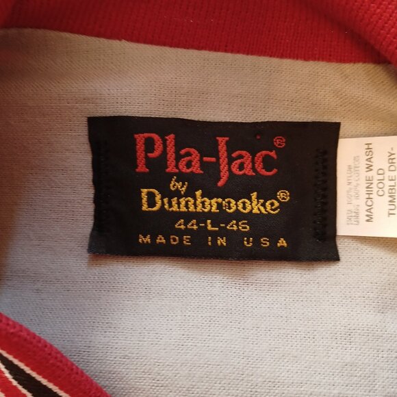 1980s Pla-Jac by Dunbrooke E-One Fire Trucks Red Satin Jacket Adult Large - Picture 9 of 16